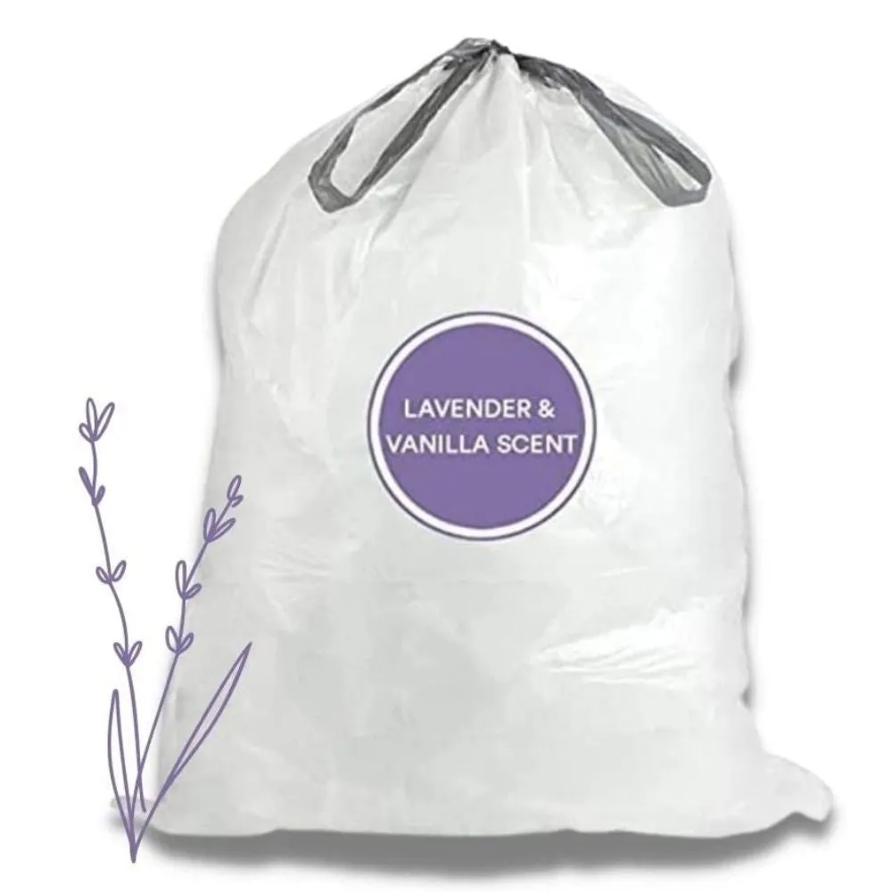 13 Gallon Extra Tall Drawstring Lavender & Vanilla Scented Bags - 1.2 Mil - 50/Case