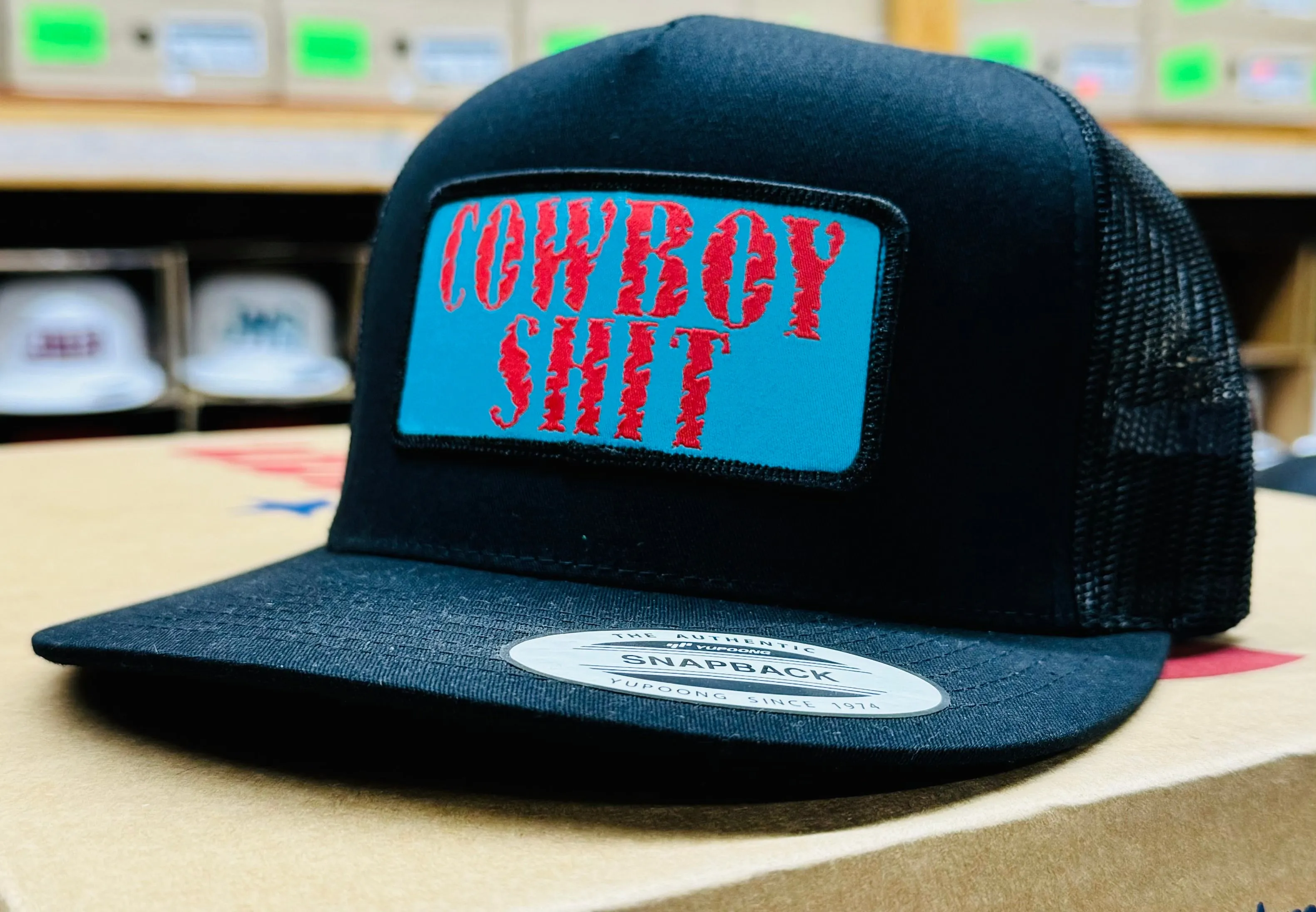 2023 Jobes Hats Trucker - All Black “Cowboy Shit” Turquoise patch