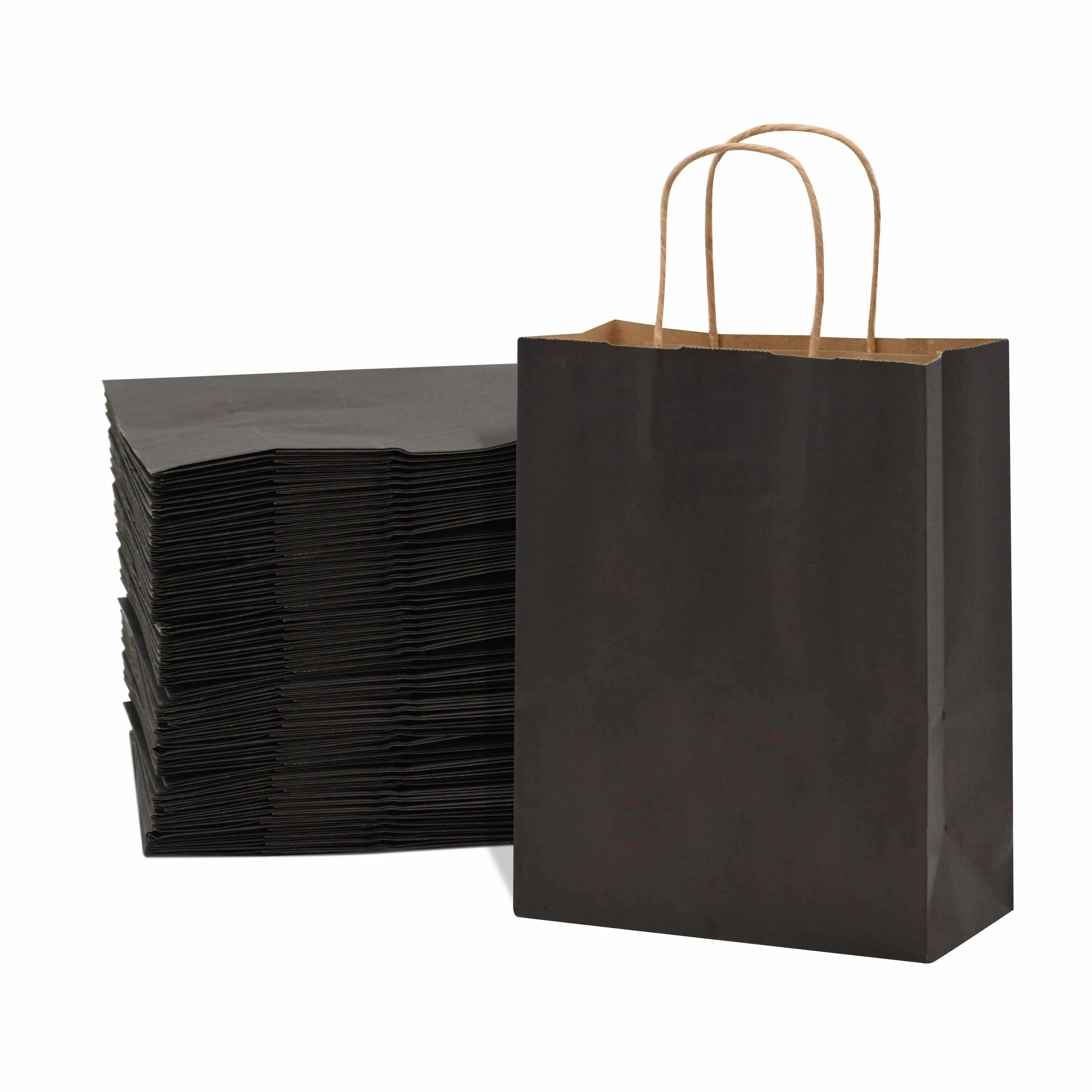 8x4x10 Small Black Paper Bags with Handles