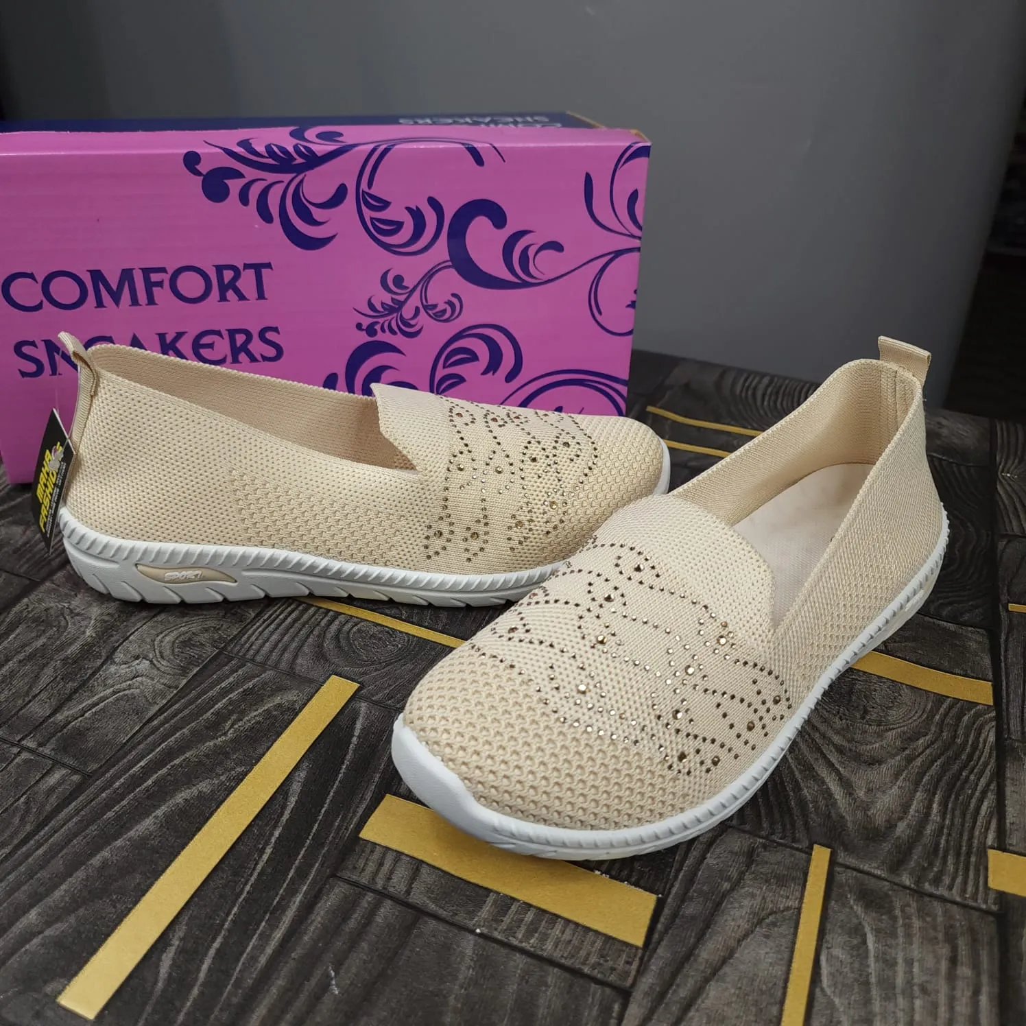 Beige Casual shoes with Studs