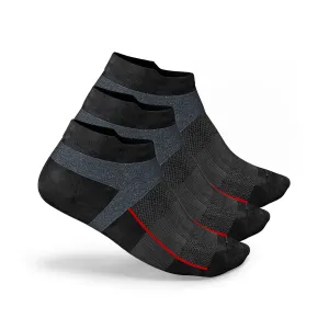 Black Running No Show Cushioned Socks (3 Pairs)