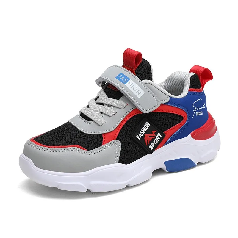 Boys' sports shoes, breathable mesh comfortable leather shoes