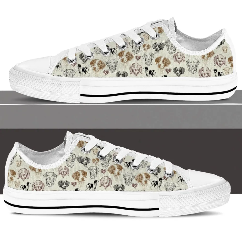 Brittany Spaniel Low Top Shoes - Low Top Sneaker, Dog Printed Shoes, Canvas Shoes For Men, Women