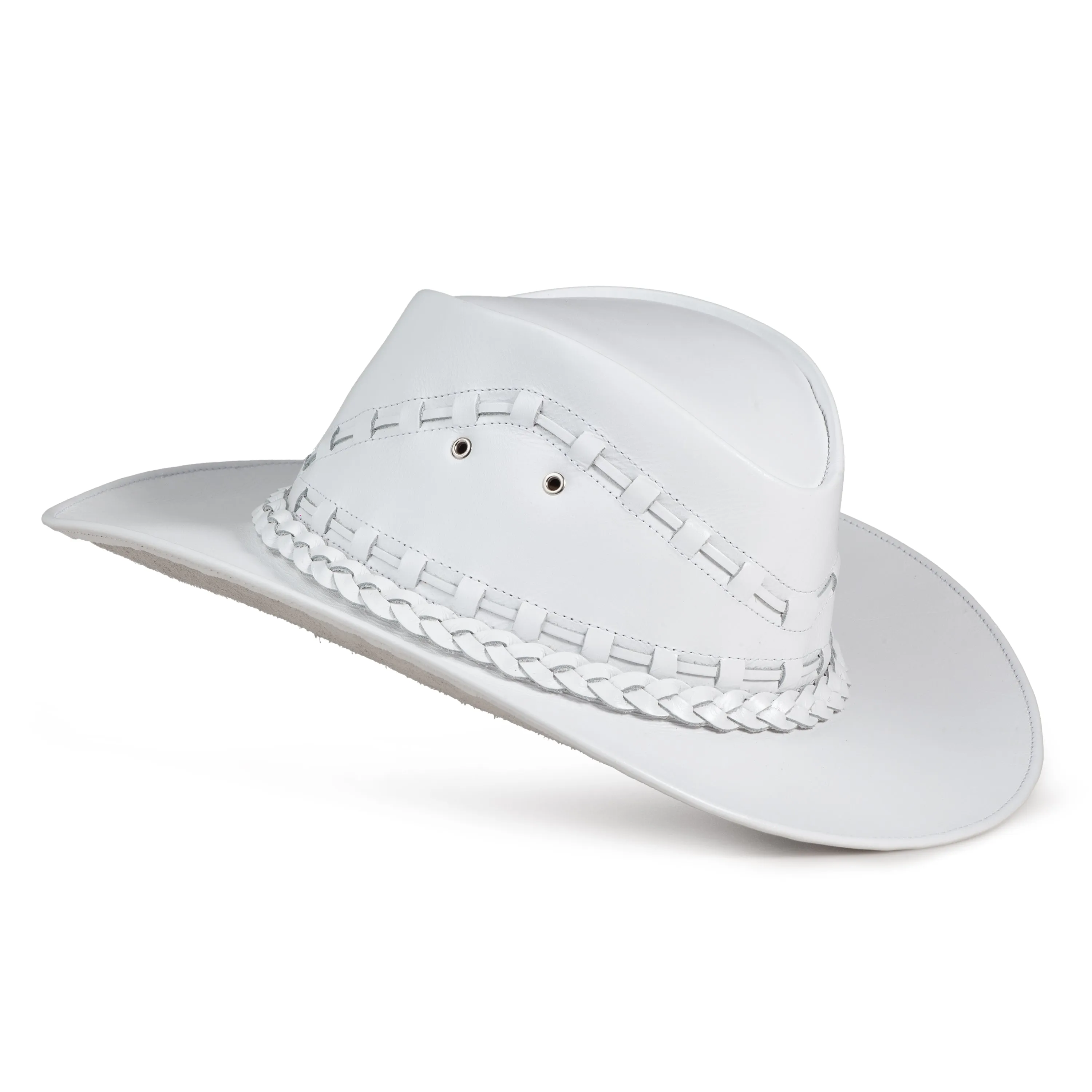 Brunello's Western Leather Hat in White