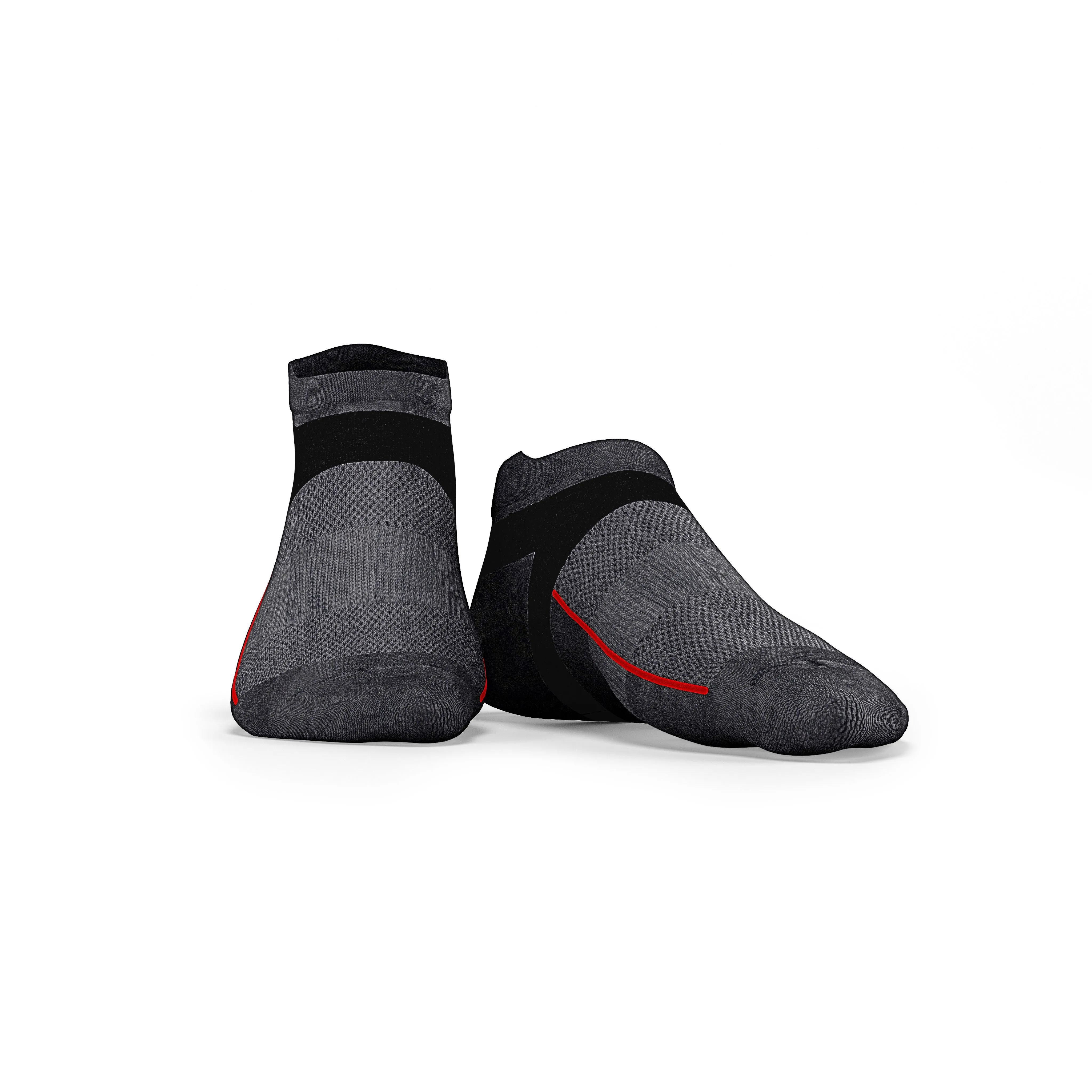 Charcoal Grey No Show Tab Cushioned Performance Socks - Unisex