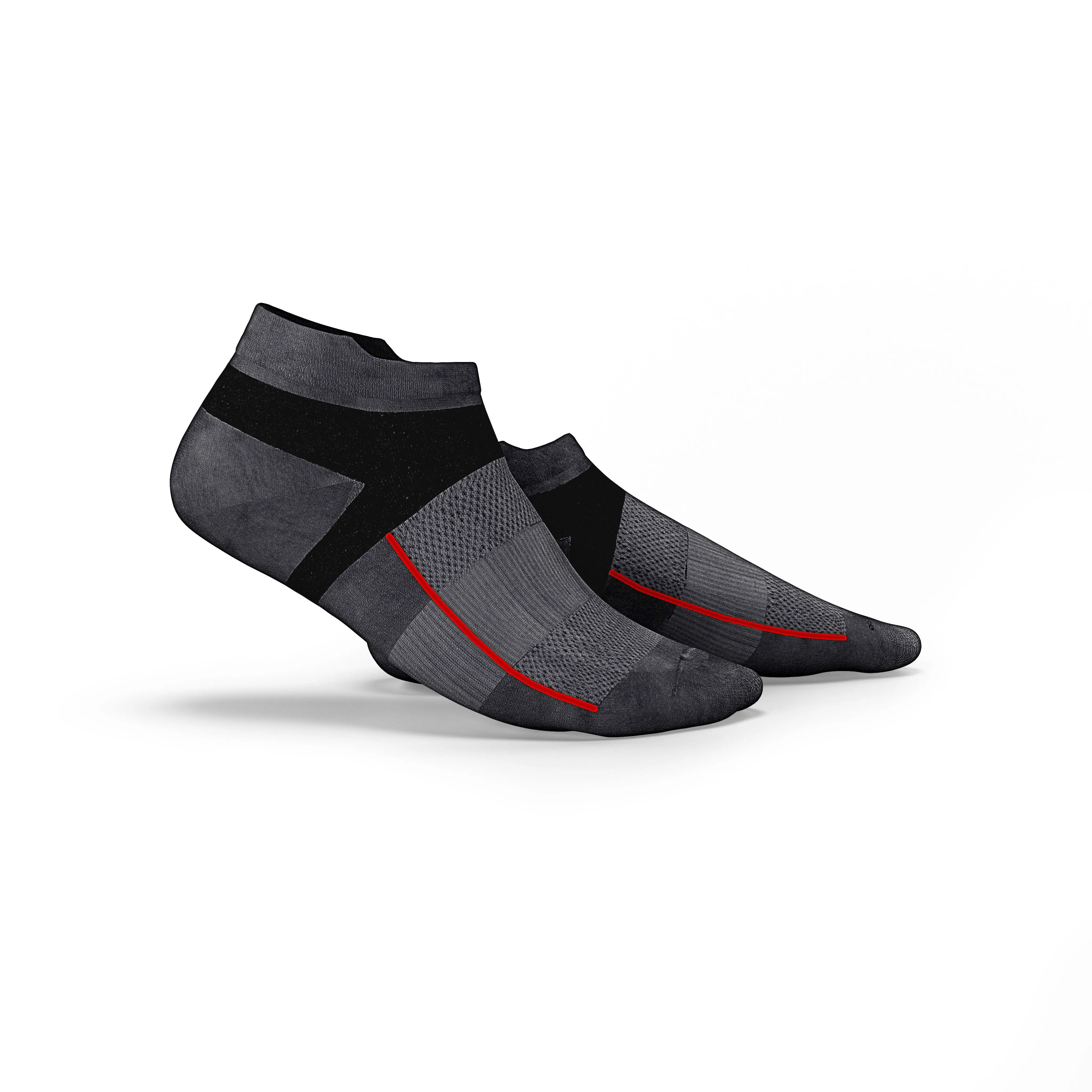 Charcoal Grey No Show Tab Cushioned Performance Socks - Unisex