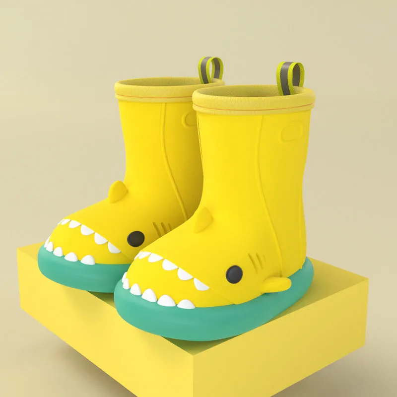 Children Boys Girls Cute Cartoon Waterproof Shoes Safety Rubber Shark Slippers Kids Rain Boots