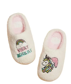 Cozy Kids Slippers Merry Unicorns