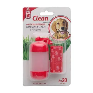 Dogit Clean Waste Bag Dispenser Red 2 Rolls / 20 Bags