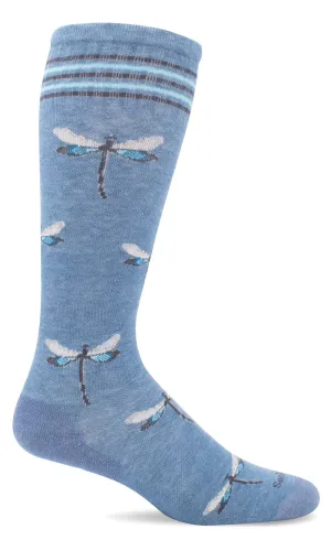 Dragonfly Women's Bamboo/Merino Over the Calf Compression Sock in Bluestone