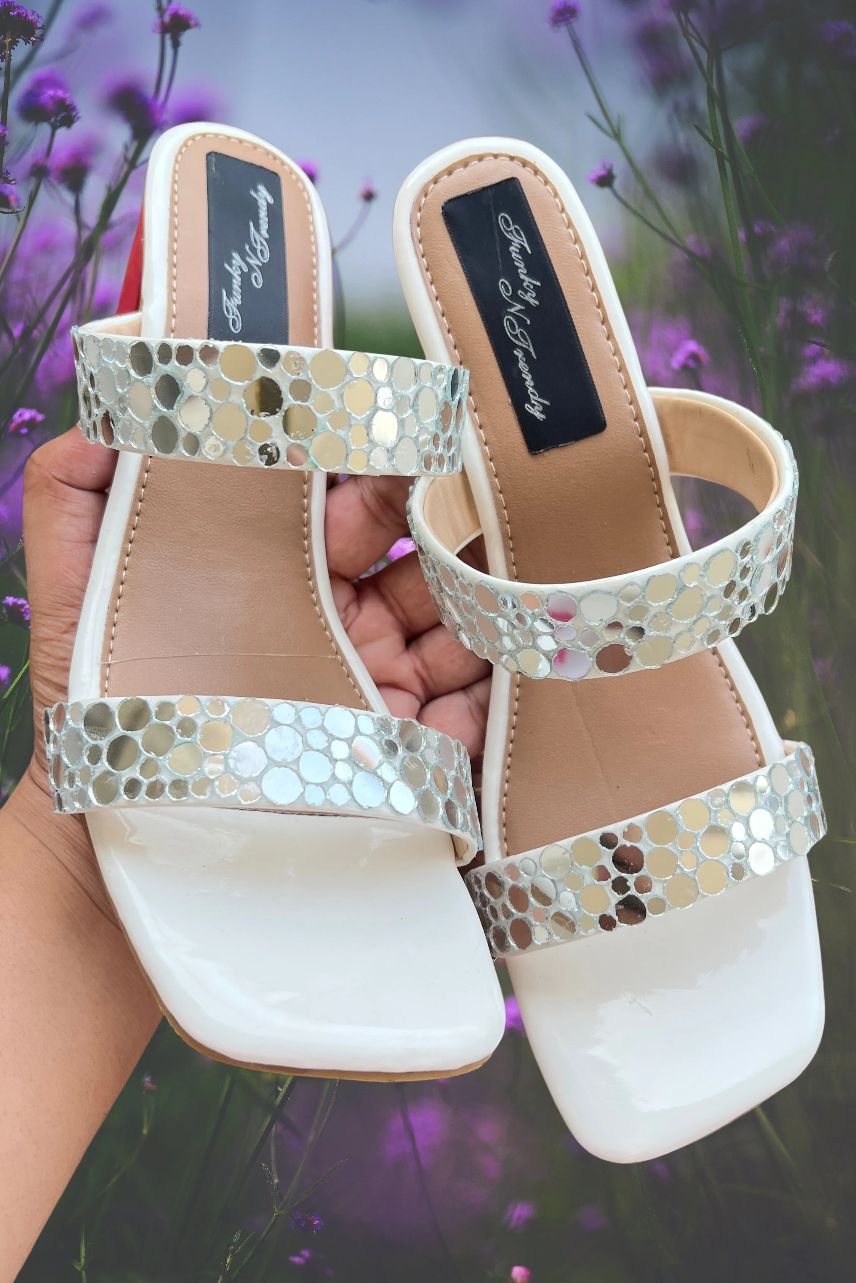 FUNKY N TRENDY handcrafted mirror heels with custom name initials for brides / bridesmaids/ mirror heels