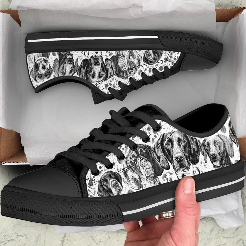 German Shorthaired Pointer Low Top Shoess, Dog Printed Shoes, Canvas Shoes For Men, Women