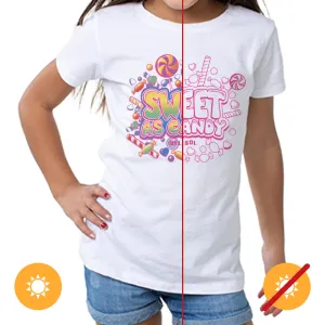 Girls Crew Tee - Sweet As Candy - White by DelSol for Women - 1 Pc T-Shirt (4T)