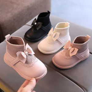 Girls' shoes soft leather princess high top breathable shoes