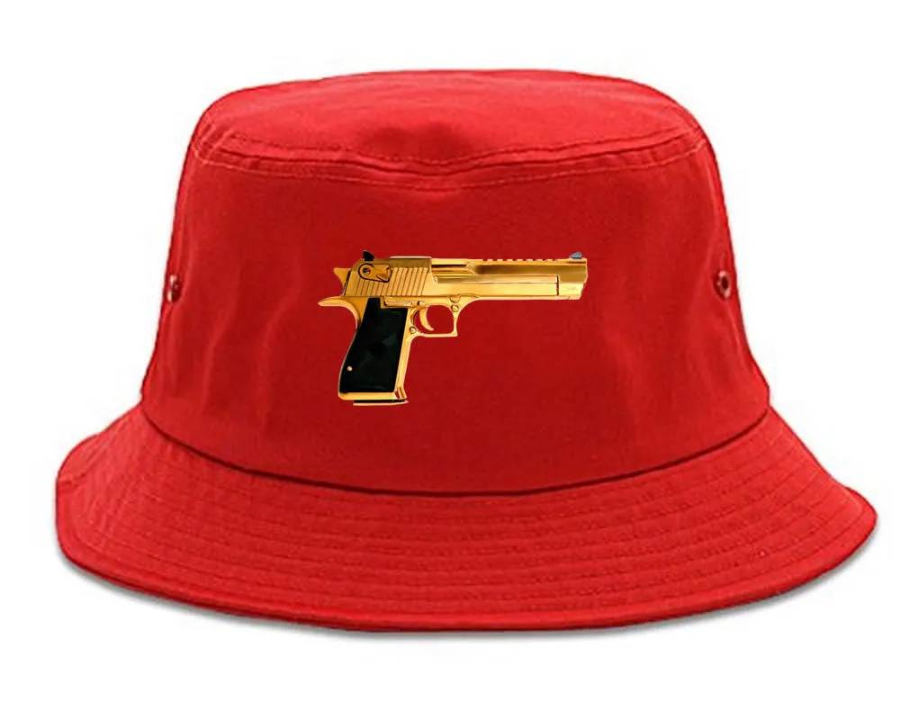 Gold Gun 9mm Revolver Chrome 45 Bucket Hat