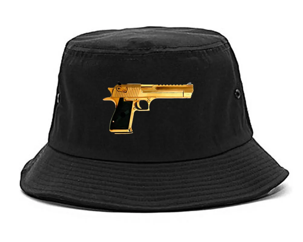 Gold Gun 9mm Revolver Chrome 45 Bucket Hat