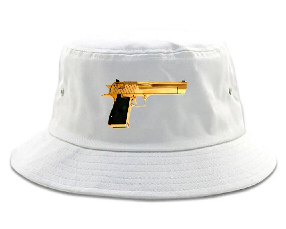 Gold Gun 9mm Revolver Chrome 45 Bucket Hat