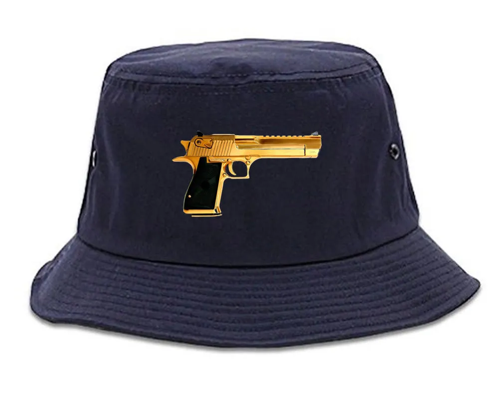 Gold Gun 9mm Revolver Chrome 45 Bucket Hat