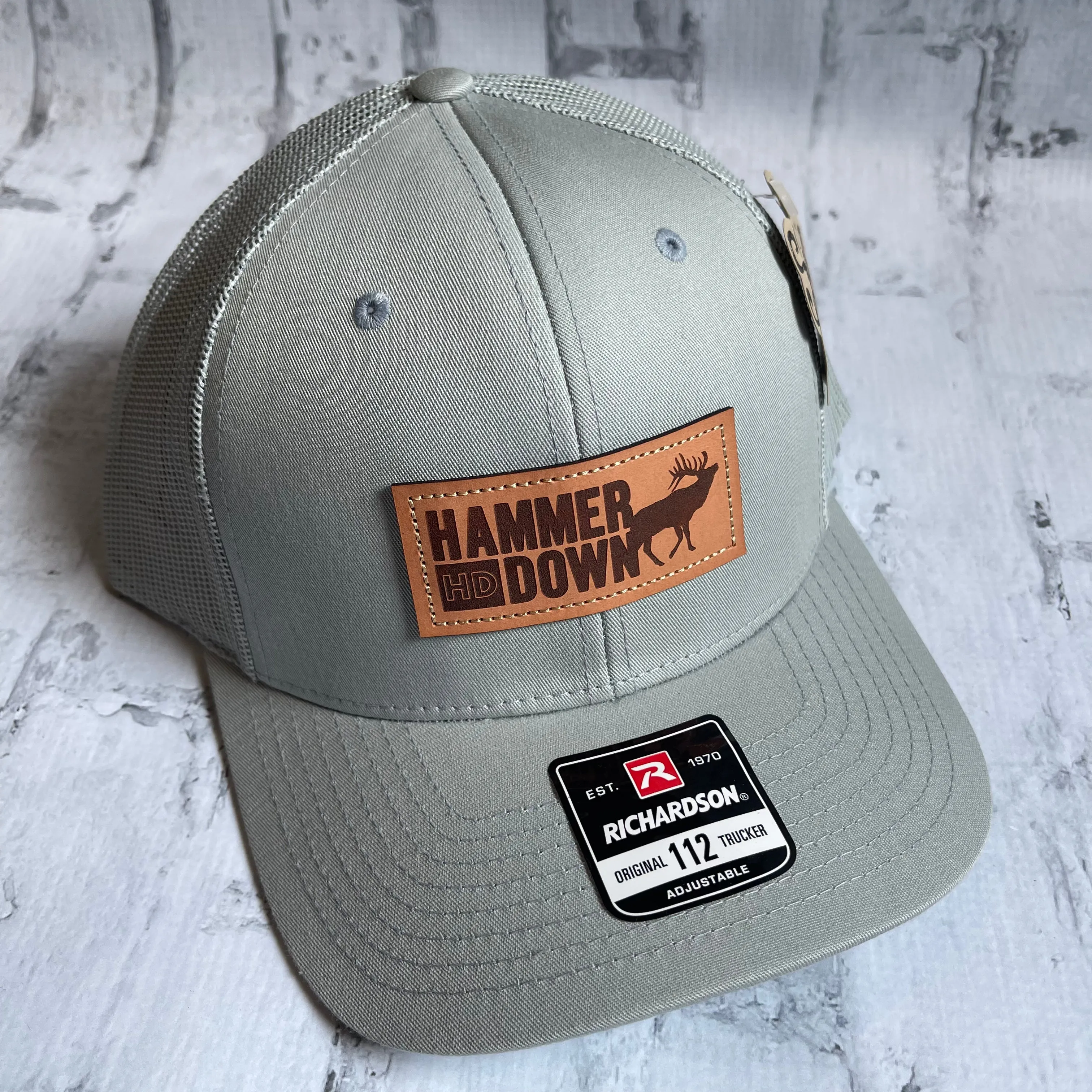 Hammer Down "HD Elk" Hat - Quarry with Leather Patch