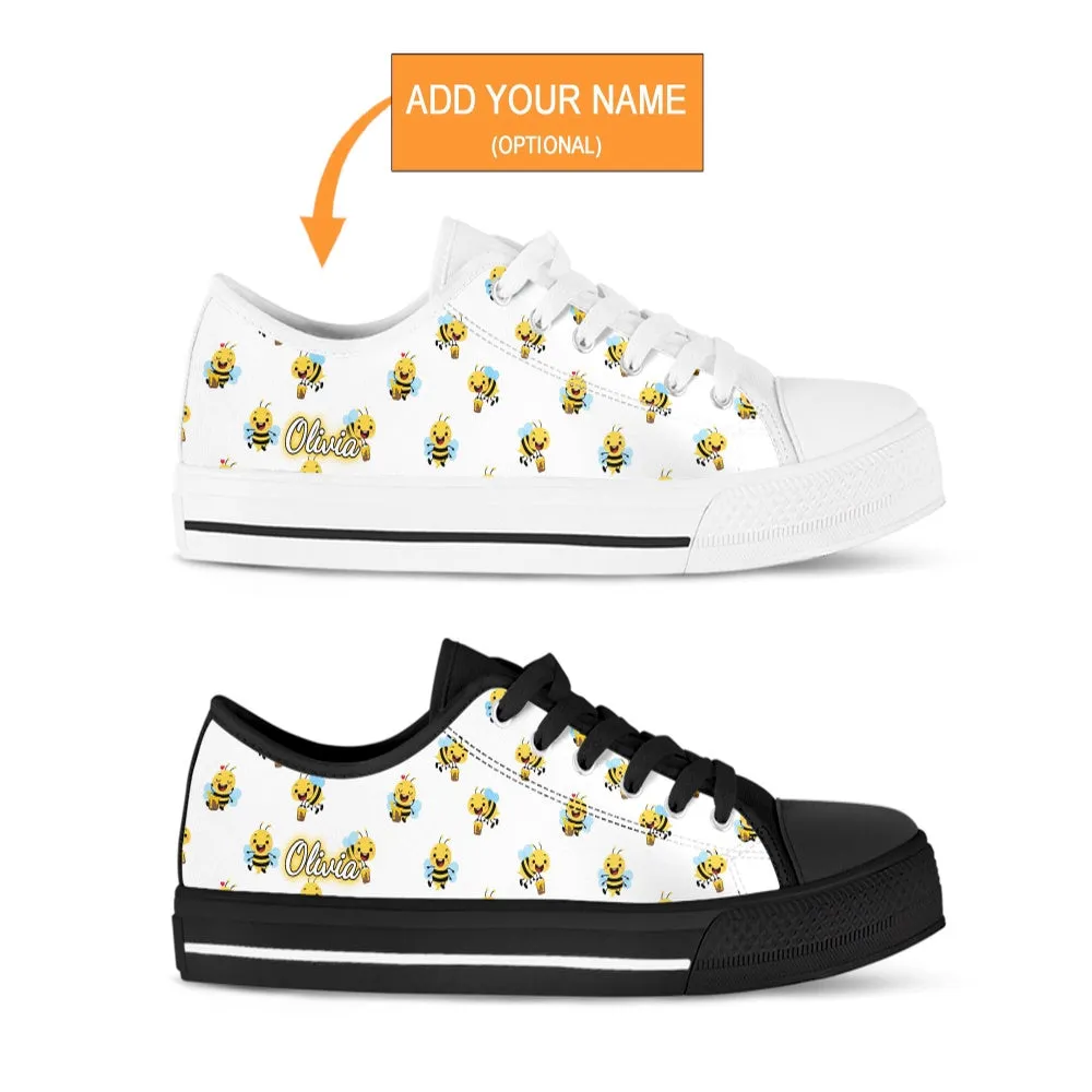 Honey Bee Shoes, Bee Sneakers, Low Top Shoes For Men And Women, Animal Print Canvas Shoes, Print On Canvas Shoes