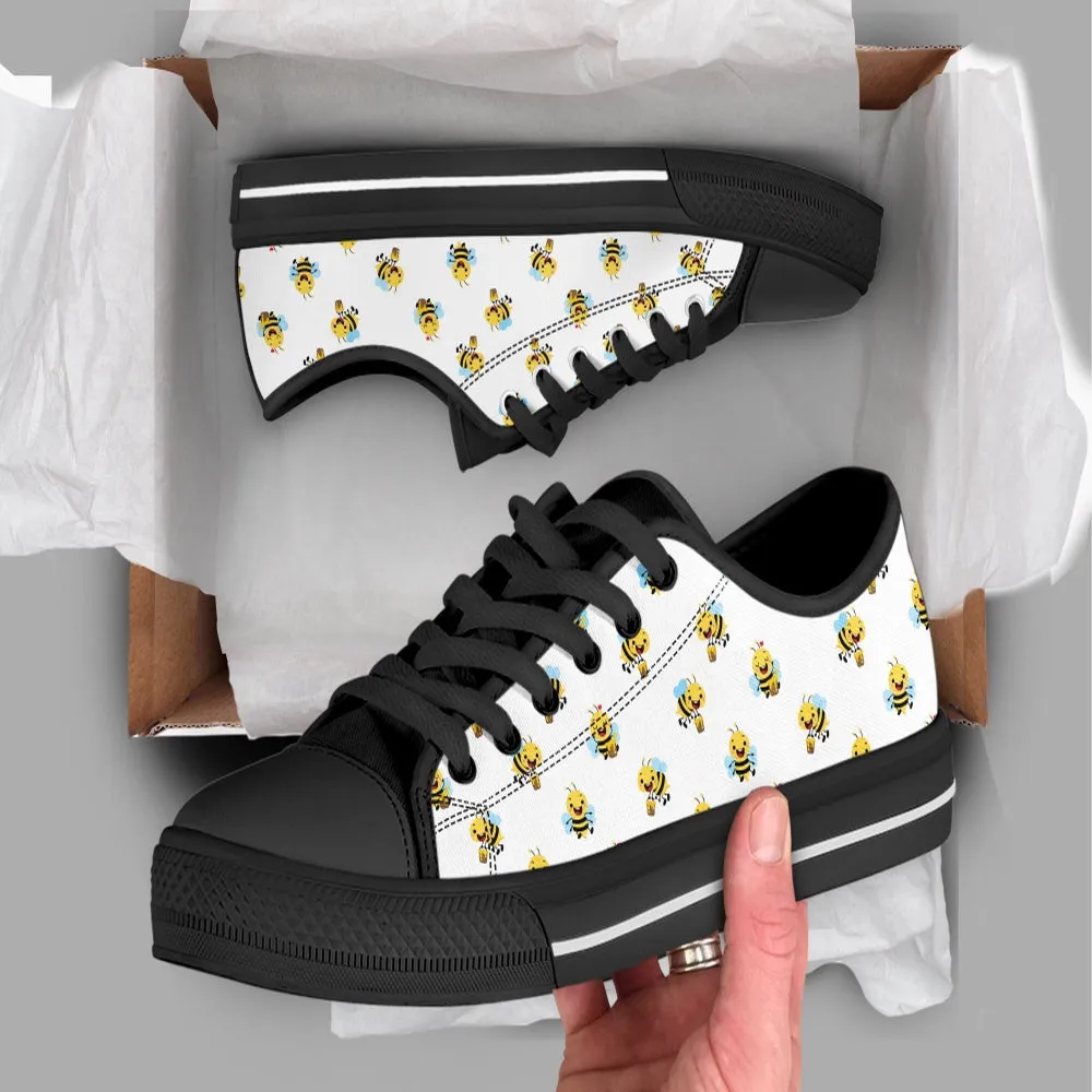 Honey Bee Shoes, Bee Sneakers, Low Top Shoes For Men And Women, Animal Print Canvas Shoes, Print On Canvas Shoes