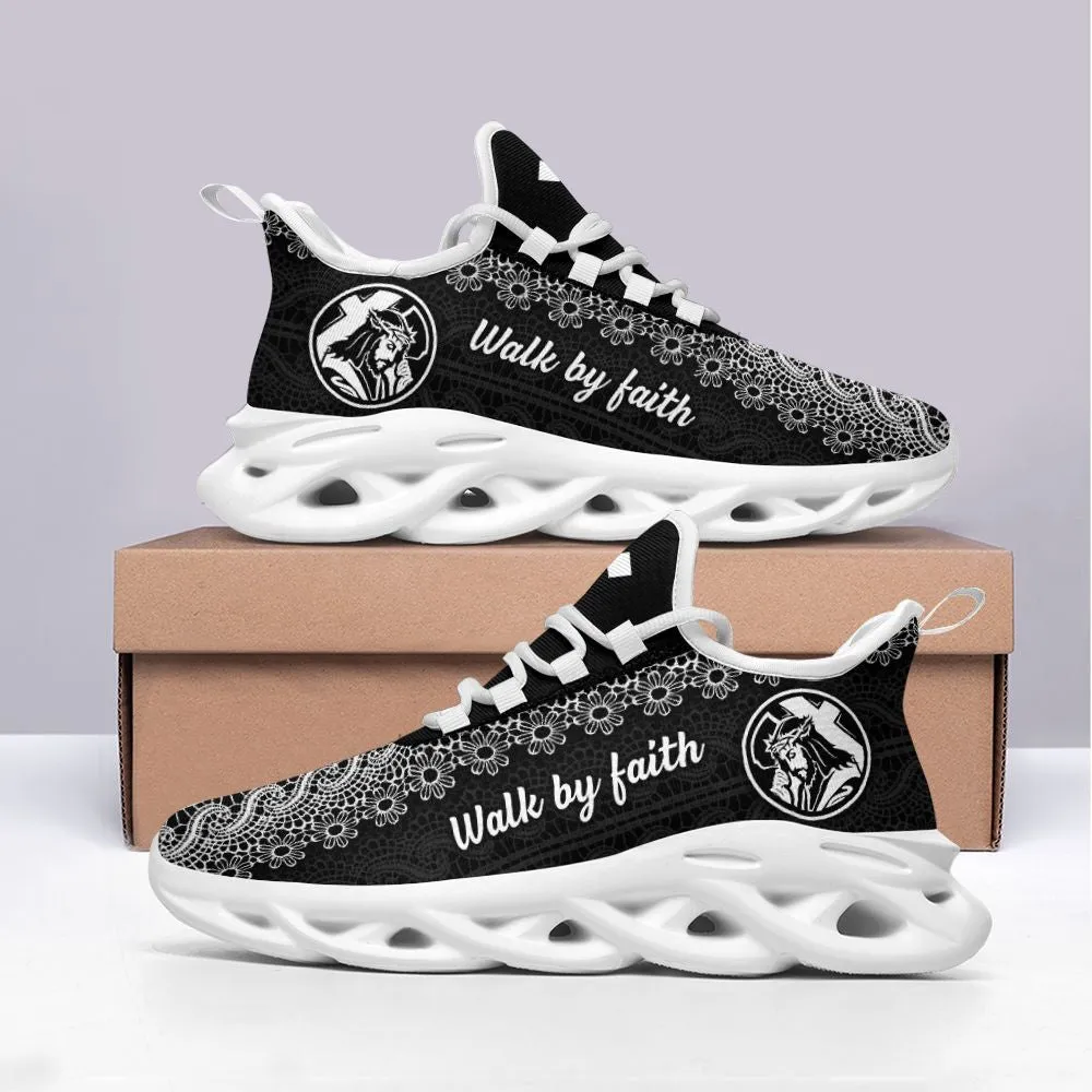 Jesus Black Walk By Faith Running Sneakers 1 Max Soul Shoes - Christian Shoes For Men And Women