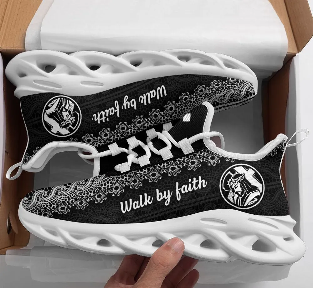 Jesus Black Walk By Faith Running Sneakers 1 Max Soul Shoes - Christian Shoes For Men And Women