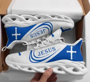 Jesus Running Sneakers Blue 1 Max Soul Shoes - Christian Shoes For Men And Women