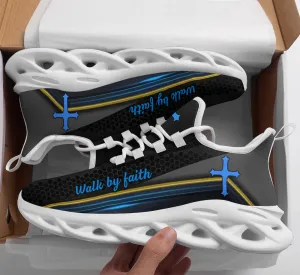 Jesus Walk By Faith Black Running Sneakers 3 Max Soul Shoes - Christian Shoes For Men And Women