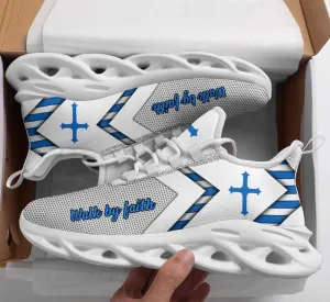 Jesus Walk By Faith Running Sneakers White 1 Max Soul Shoes - Christian Shoes For Men And Women