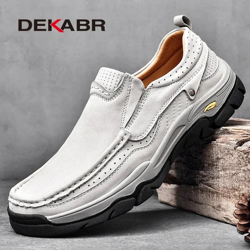 Luxury Men Shoes Fashion Split Leather Flats Classic Shoes Comfortable Rubber Platform Outdoor Daily Men Casual Shoes