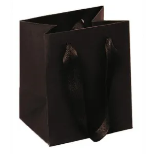 Manhattan Twill Handle Shopping Bags-Espresso - 5.0 x 4.0 x 6.0