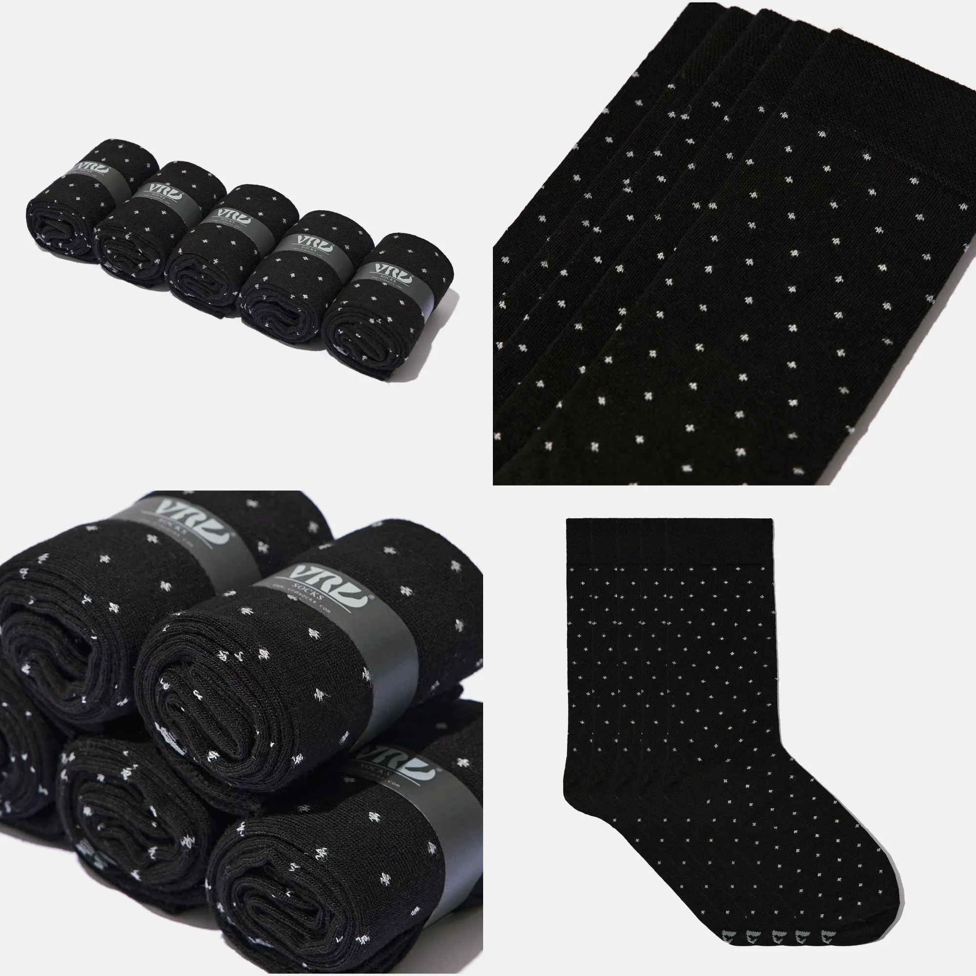 Men's Bamboo Dress Socks • Dotted Pack of 1/3/5 Pairs • Black