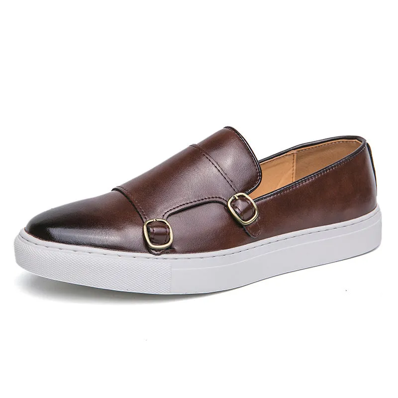 Men's Fashion Casual Double Buckle Leather Shoes