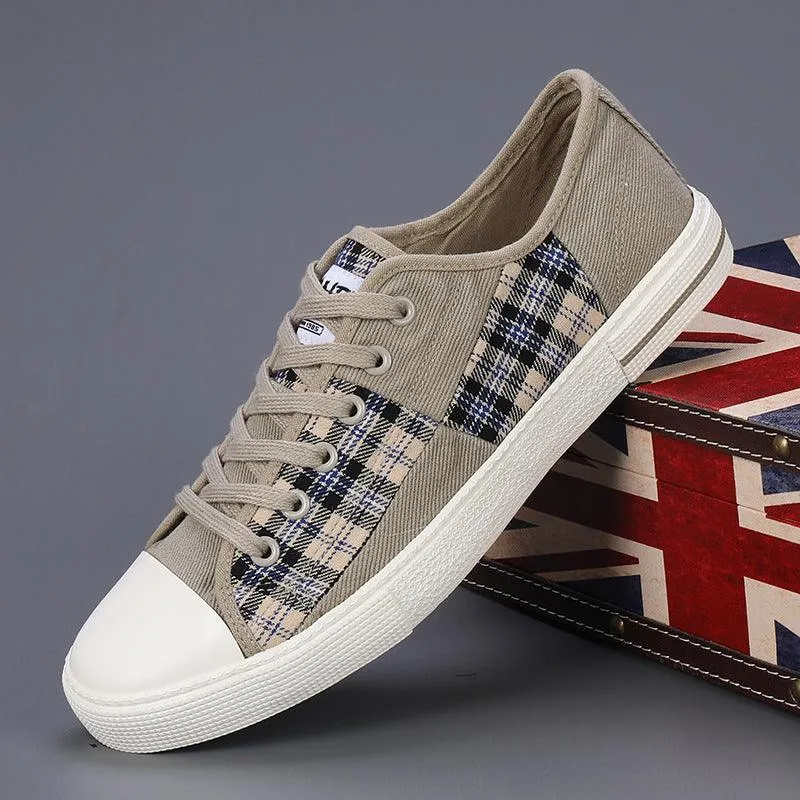 Men's Stitched Canvas Low Top Sneakers