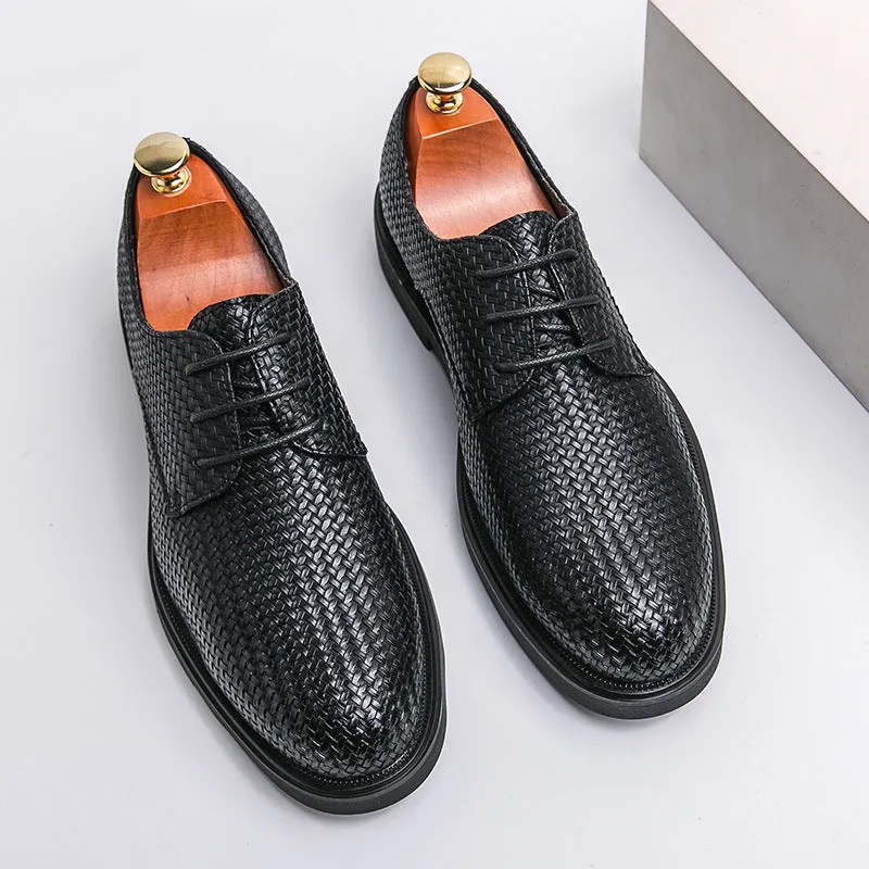 Men's Youth Platform Plus Size 3D Woven Artificial Leather Shoes