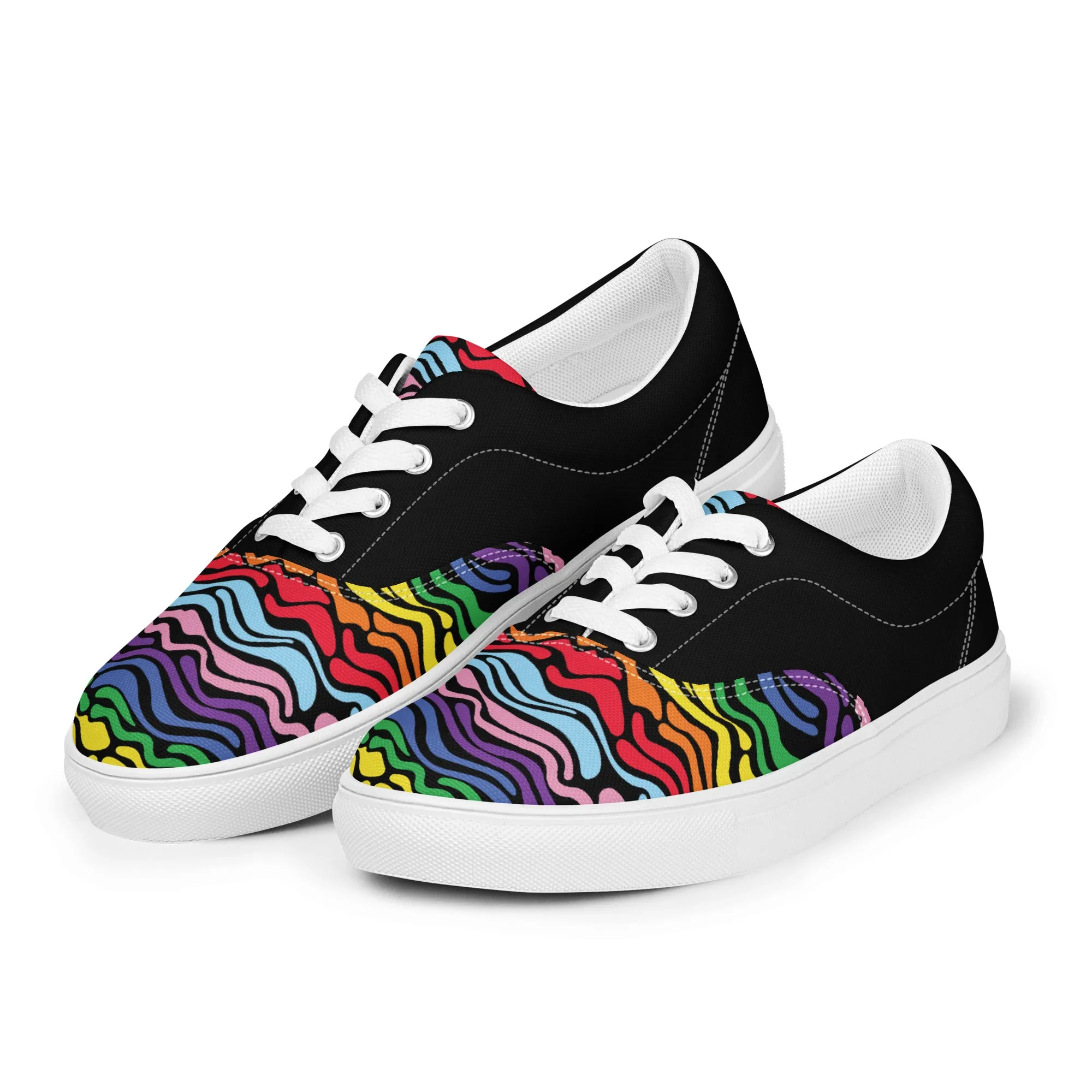 Modern Rainbow Wave Men’s Lace-up Canvas Shoes