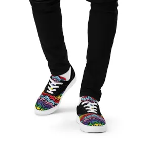 Modern Rainbow Wave Men’s Lace-up Canvas Shoes