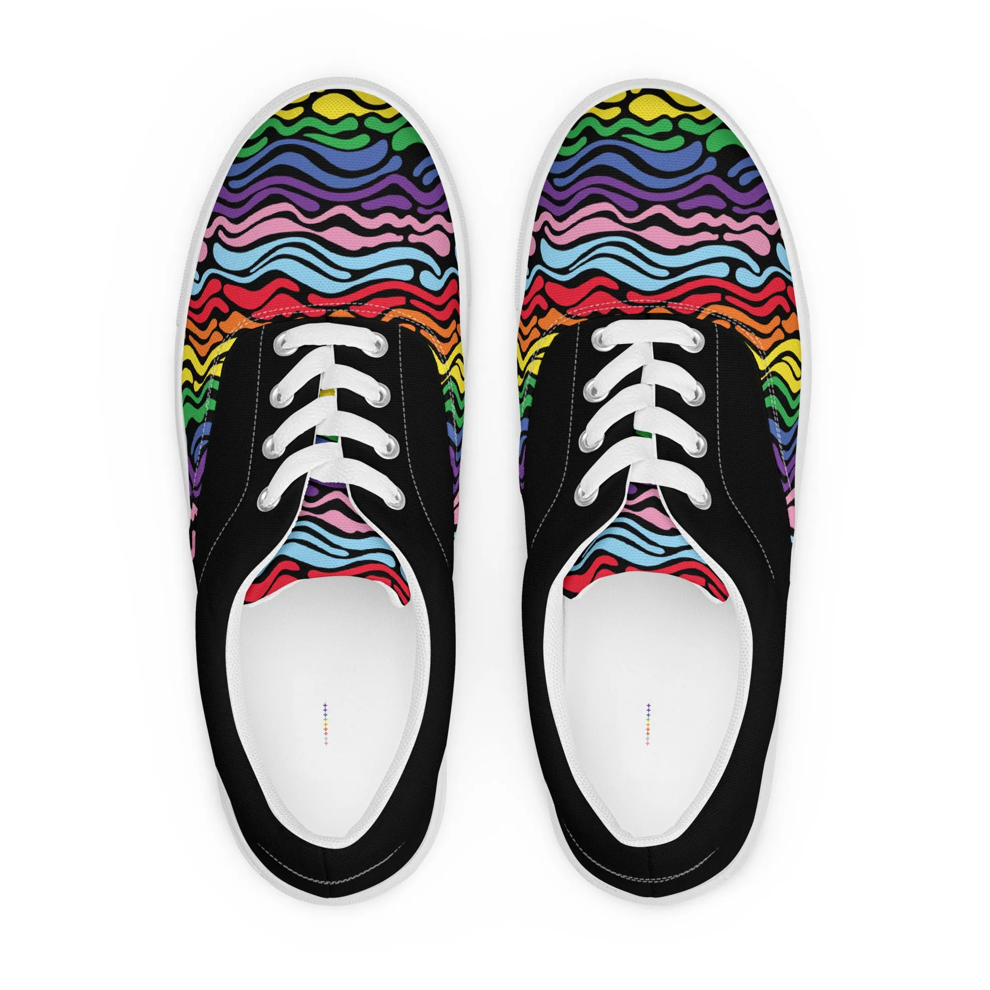 Modern Rainbow Wave Men’s Lace-up Canvas Shoes