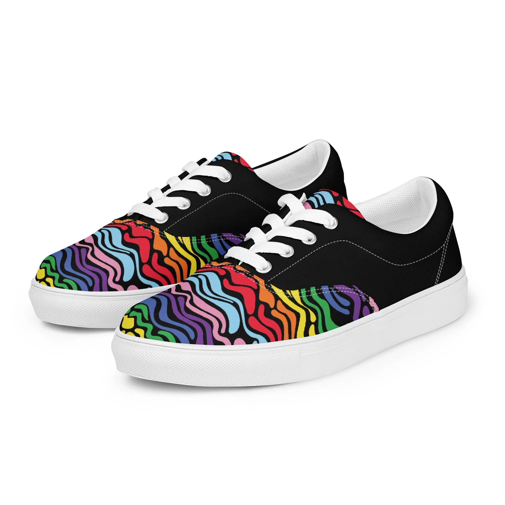 Modern Rainbow Wave Men’s Lace-up Canvas Shoes