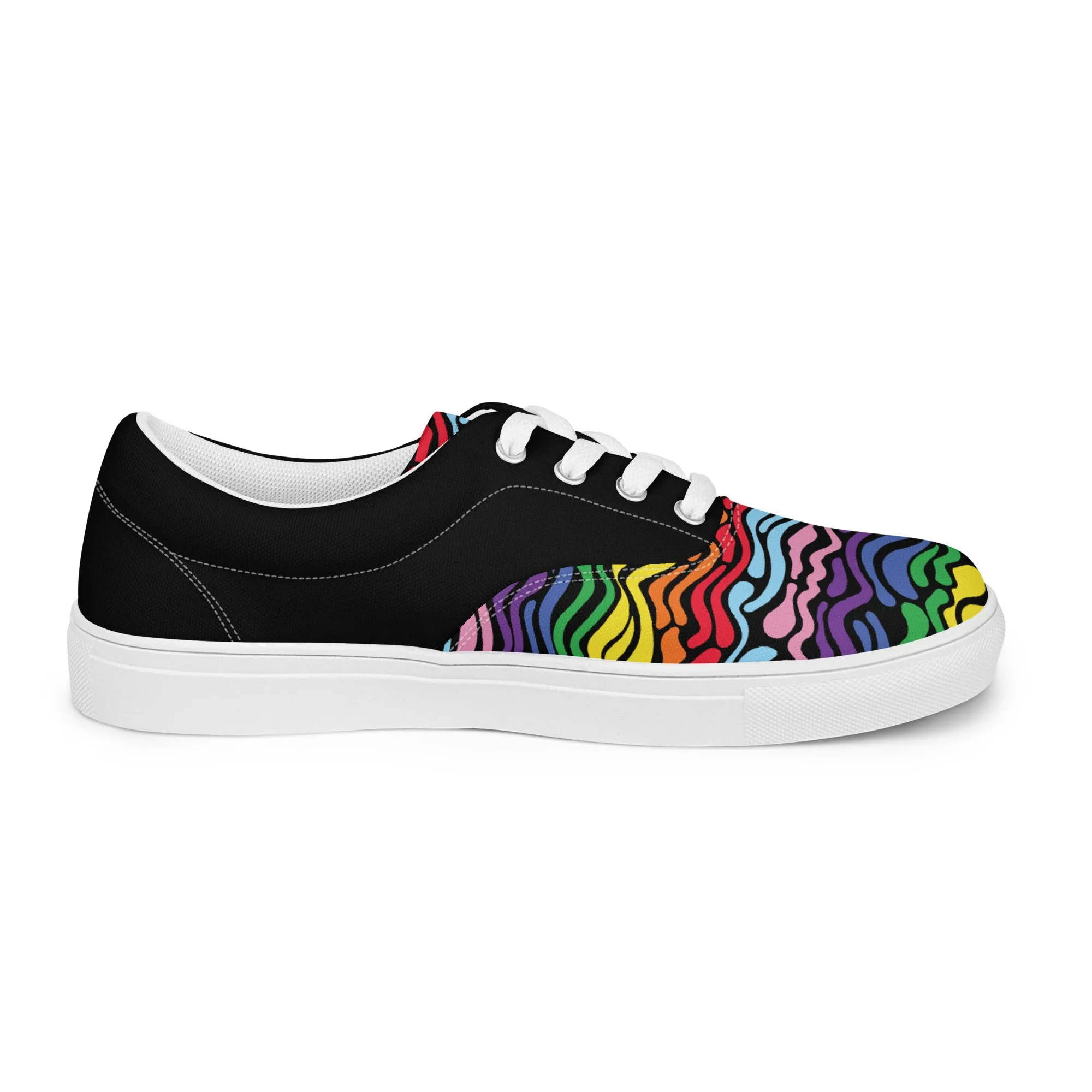 Modern Rainbow Wave Women’s Lace-up Canvas Shoes