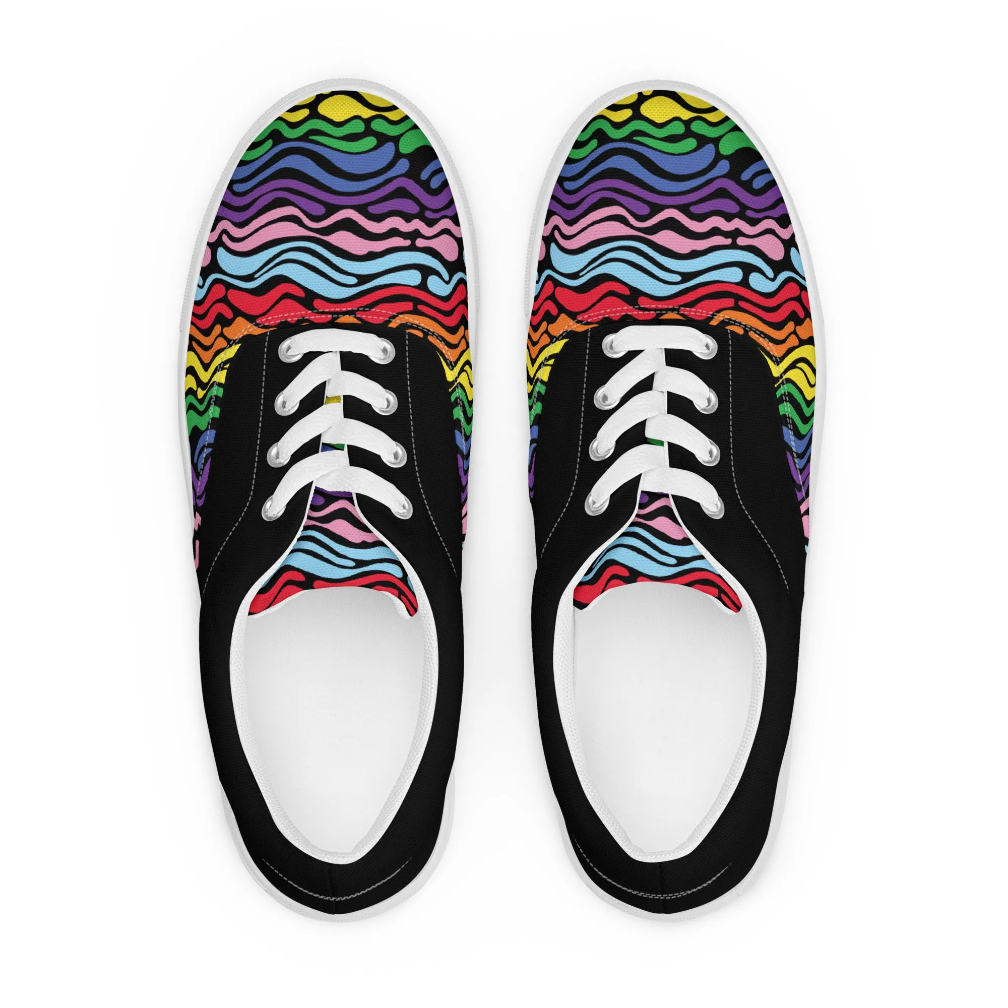 Modern Rainbow Wave Women’s Lace-up Canvas Shoes