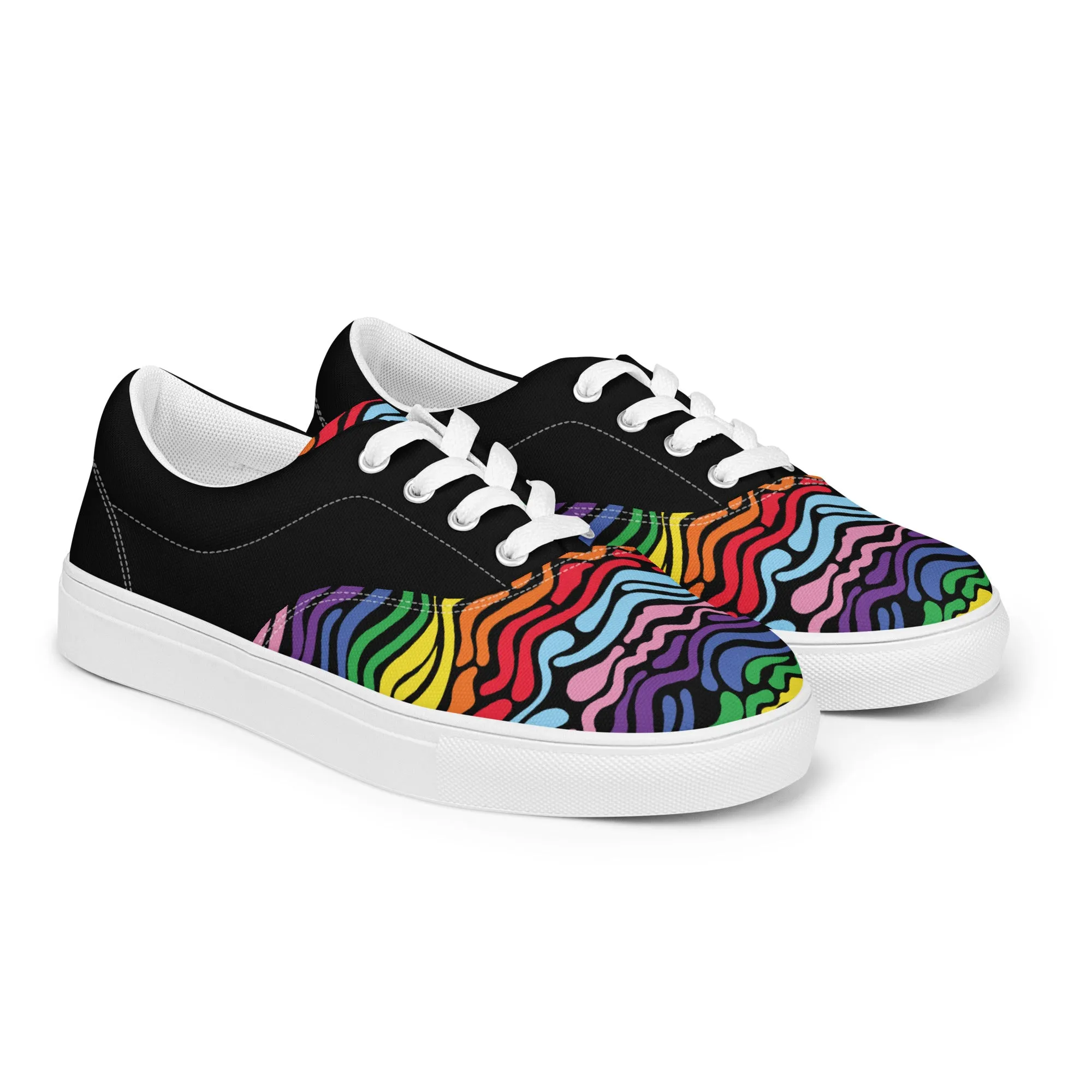 Modern Rainbow Wave Women’s Lace-up Canvas Shoes