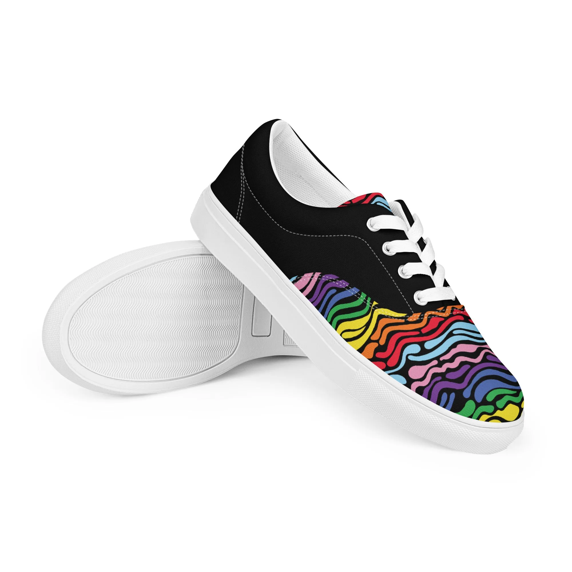 Modern Rainbow Wave Women’s Lace-up Canvas Shoes