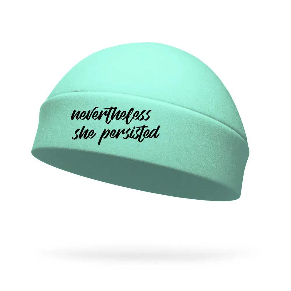 Never the Less She Persisted Wicking Ponytail Hat - Black Logo