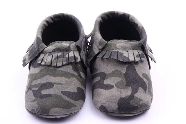 New Solid Camo Leopard Style Infant Toddler Boys Girls Kids First Walkers Shoes Newborn Baby Moccasins Soft Moccs Shoes Zapatos