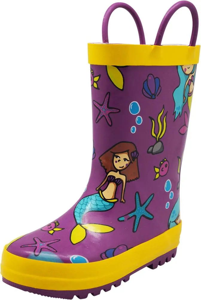 Norty Big Kids Boys Girls Waterproof Rubber Printed Rain Boots - 13 Patterns, 40145