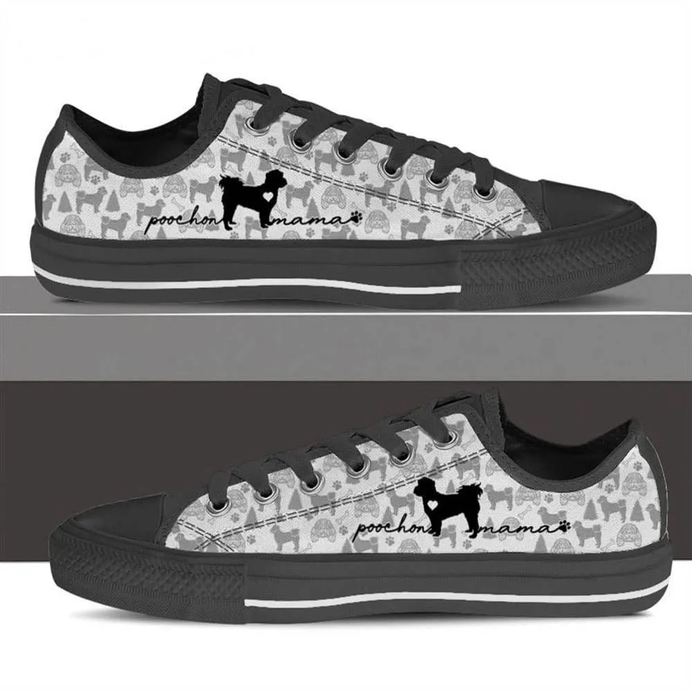 Poochon Low Top Shoes - Dog Walking Shoes Men Women, Dog Printed Shoes, Canvas Shoes For Men, Women