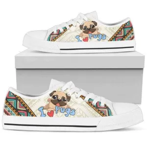 Pug Low Top Shoes - Ultimate Comfort & Performance, Dog Printed Shoes, Canvas Shoes For Men, Women