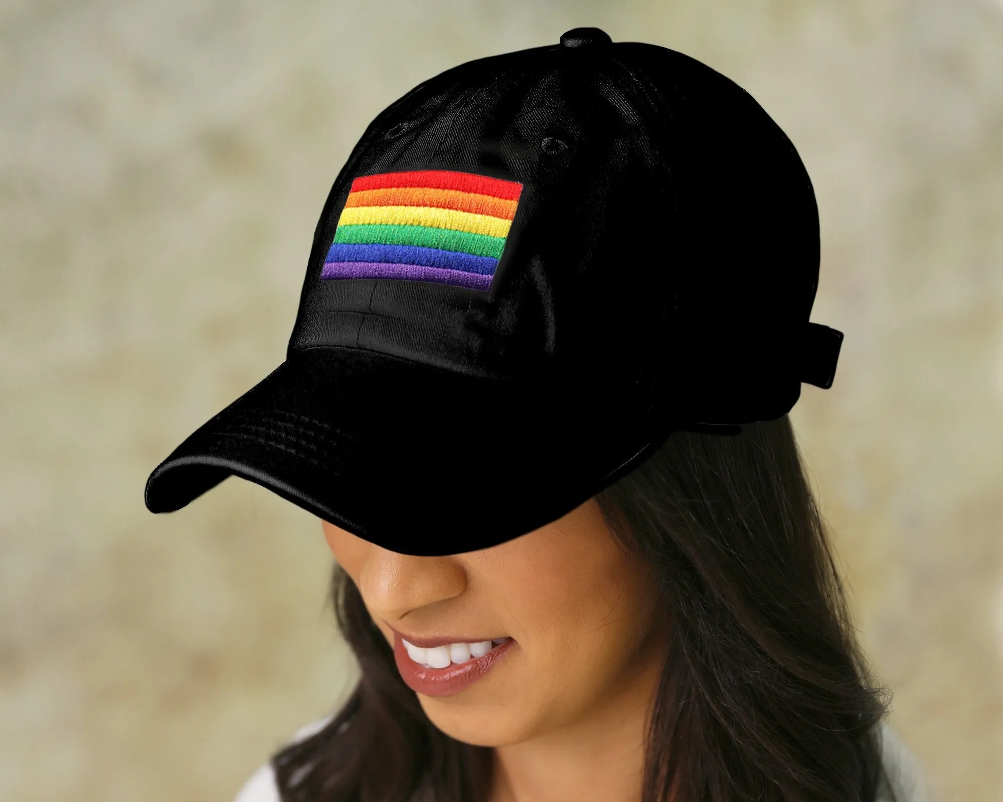 Rainbow Flag Baseball Hats in Black